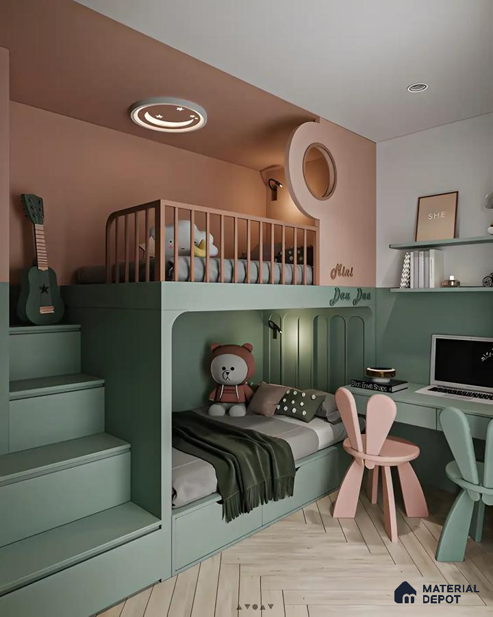 Playful Loft Nursery with Modern Pastel Tones | Material Depot