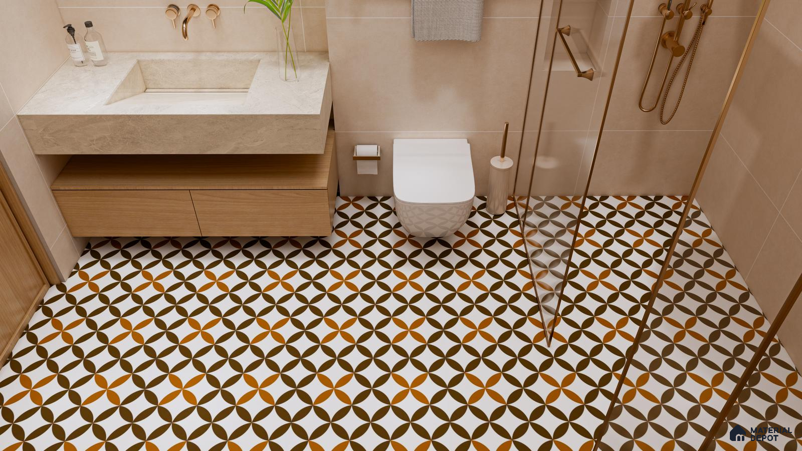 Retro Geometric Floor Tiles for a Bold and Stylish Bathroom | Material Depot