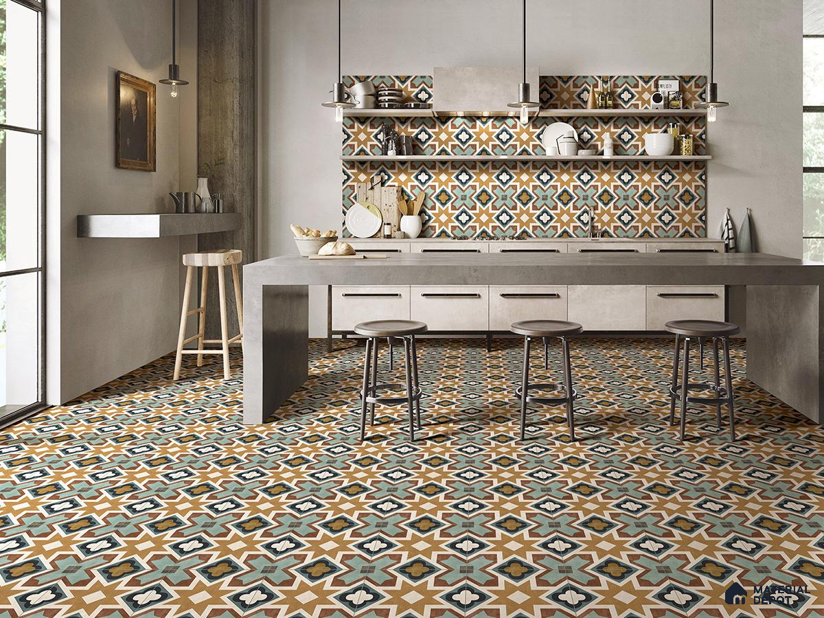 Rustic Moroccan Kitchen Tiles with Warm Tones | Material Depot
