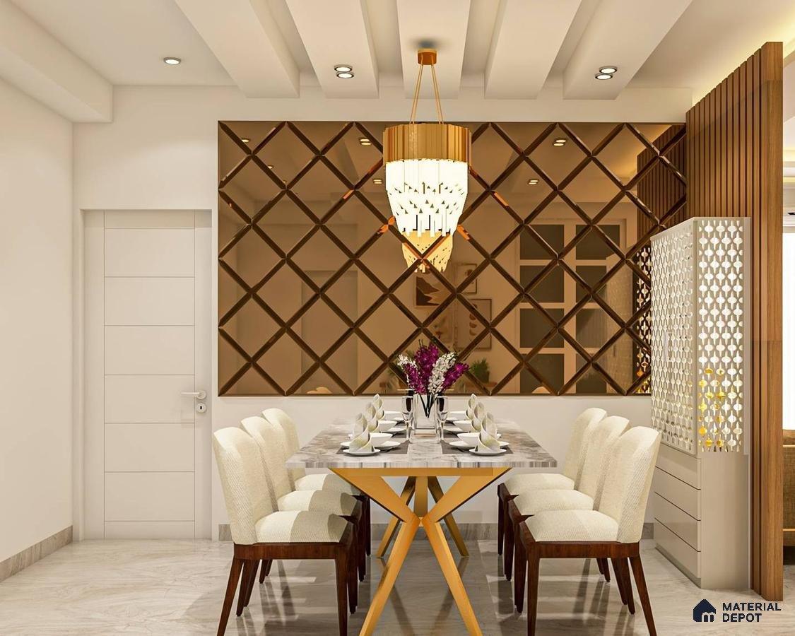 Harmonious Dining Room with Integrated Pooja Unit