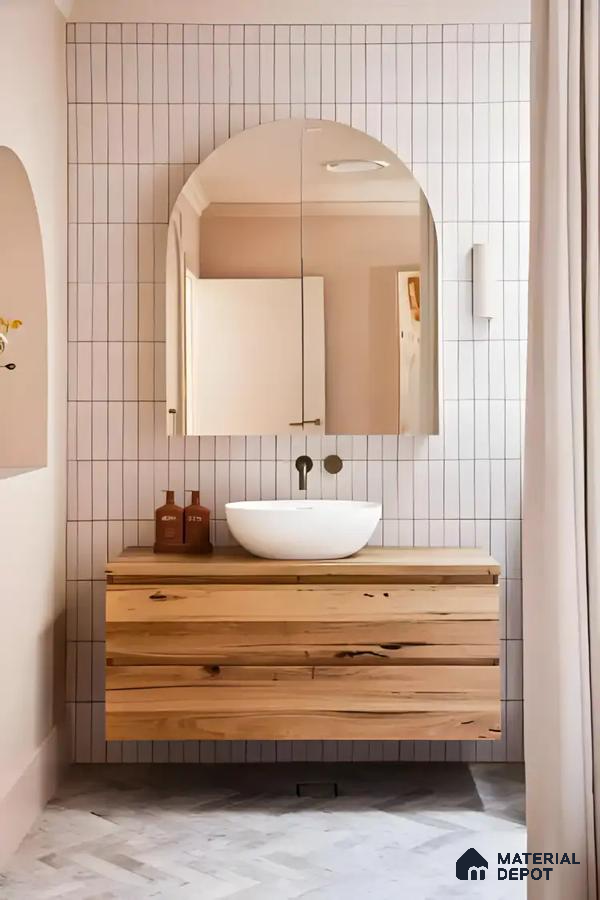 Minimalist Bathroom Design with Warm Wood and Soft Neutral Tones | Material Depot