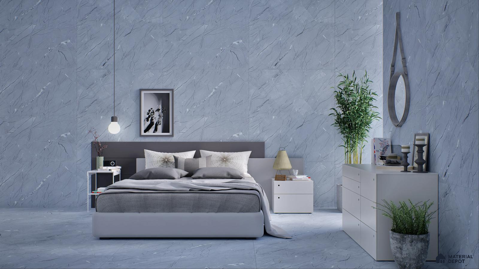 Serene Modern Bedroom with Marble Accents | Material Depot