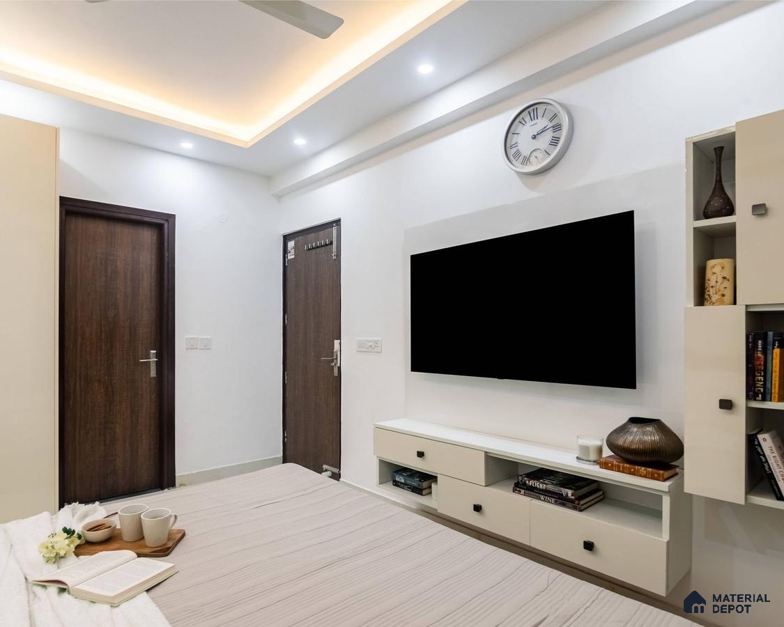 White TV Unit with Suede Laminate Finish