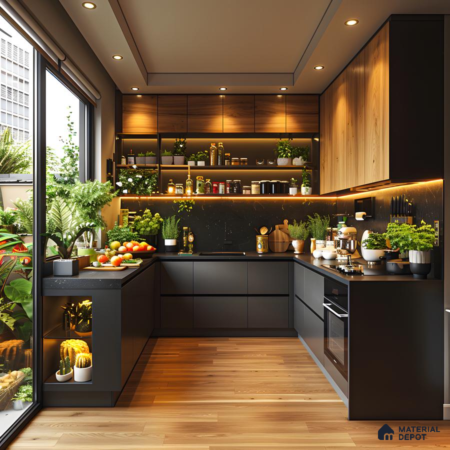 Sleek Black And Wood Kitchen Design | Material Depot
