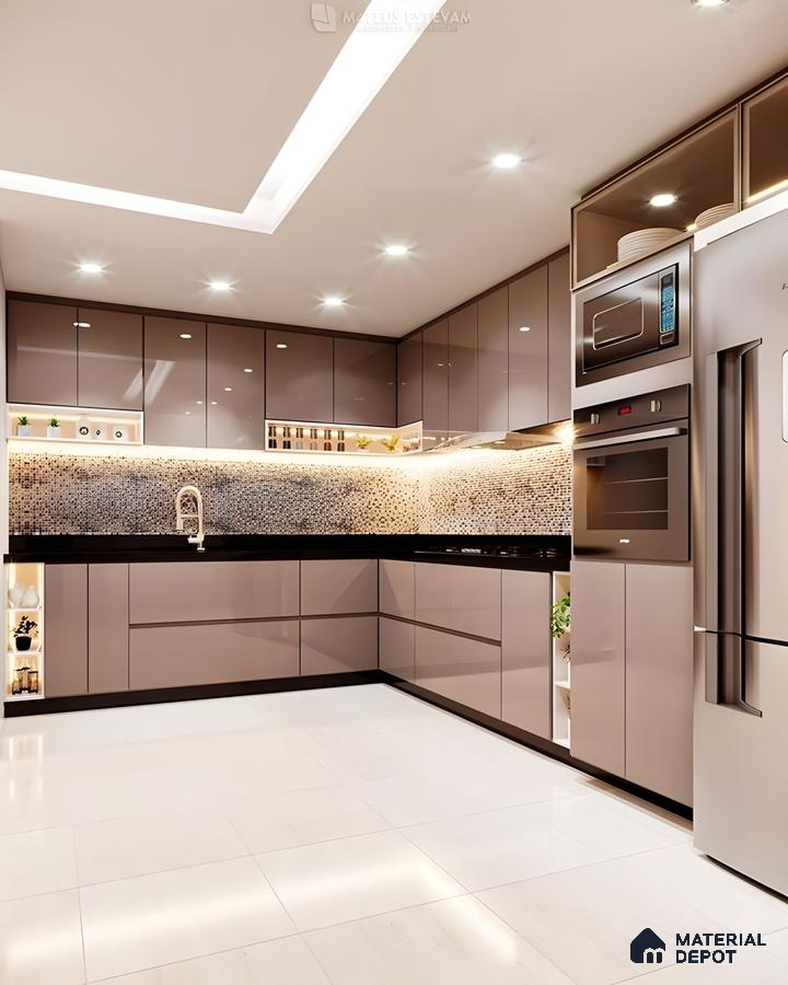Sleek High Gloss Kitchen Design | Material Depot