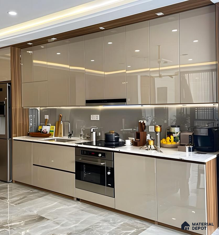 Sleek Kitchen Design With High-Gloss Cabinets | Material Depot