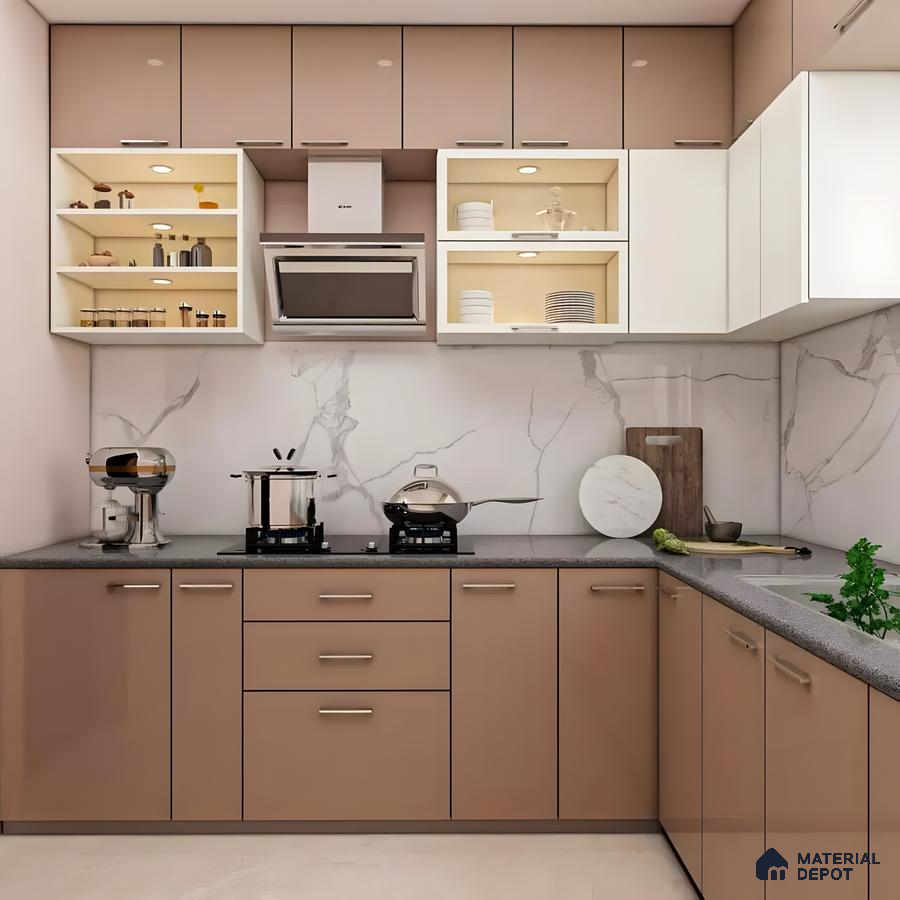 Sleek Kitchen With Marble Backsplash | Material Depot