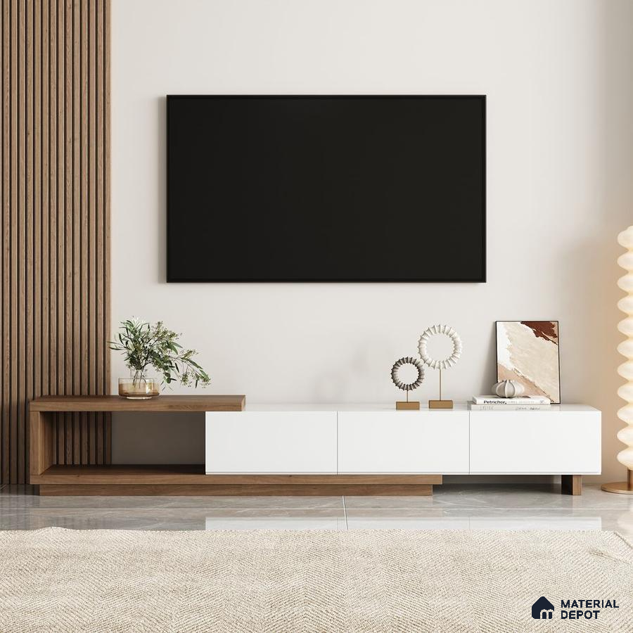 Sleek Minimalist Living Room with Contrasting Textures and Clean Lines | Material Depot