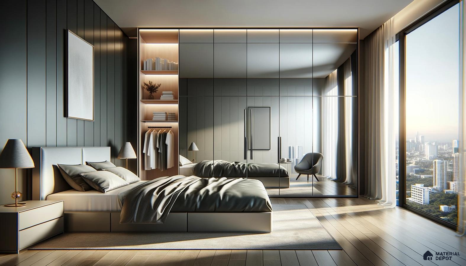 Sleek Modern Bedroom with Panoramic Views and Sophisticated Design | Material Depot