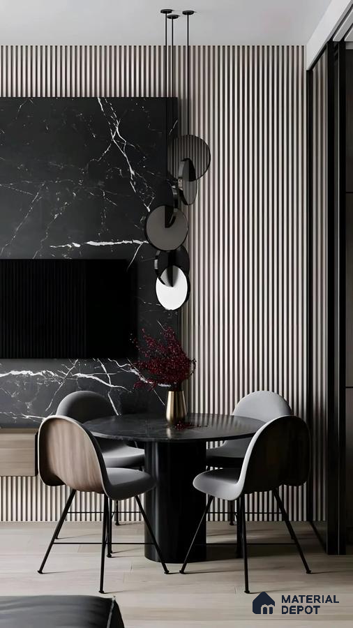 Sleek Modern Dining Corner with Marble Accents | Material Depot