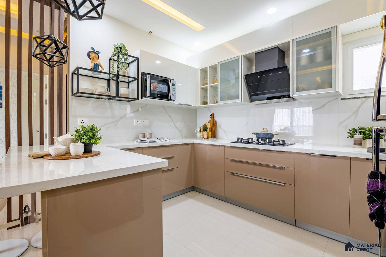 Chic 2 BHK: U-Kitchen Design