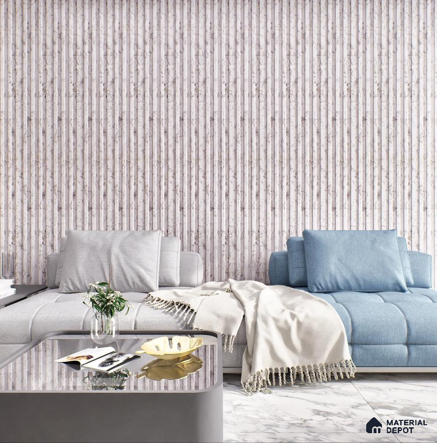 Slender Vertical Wall Panels with a Modern Sofa | Material Depot