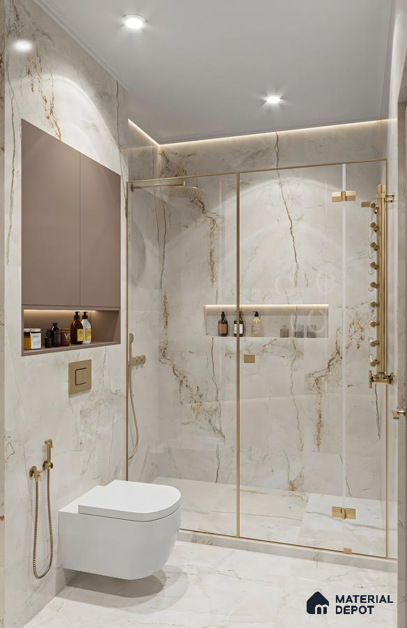 Sophisticated Bathroom with Gold Accents | Material Depot