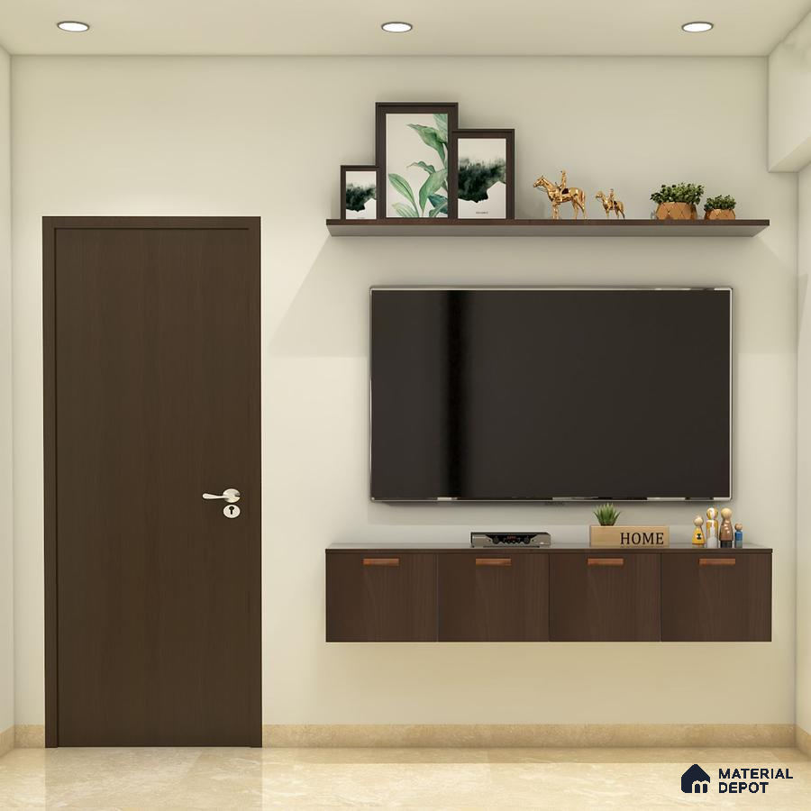 Compact TV Unit with Wall Shelves.