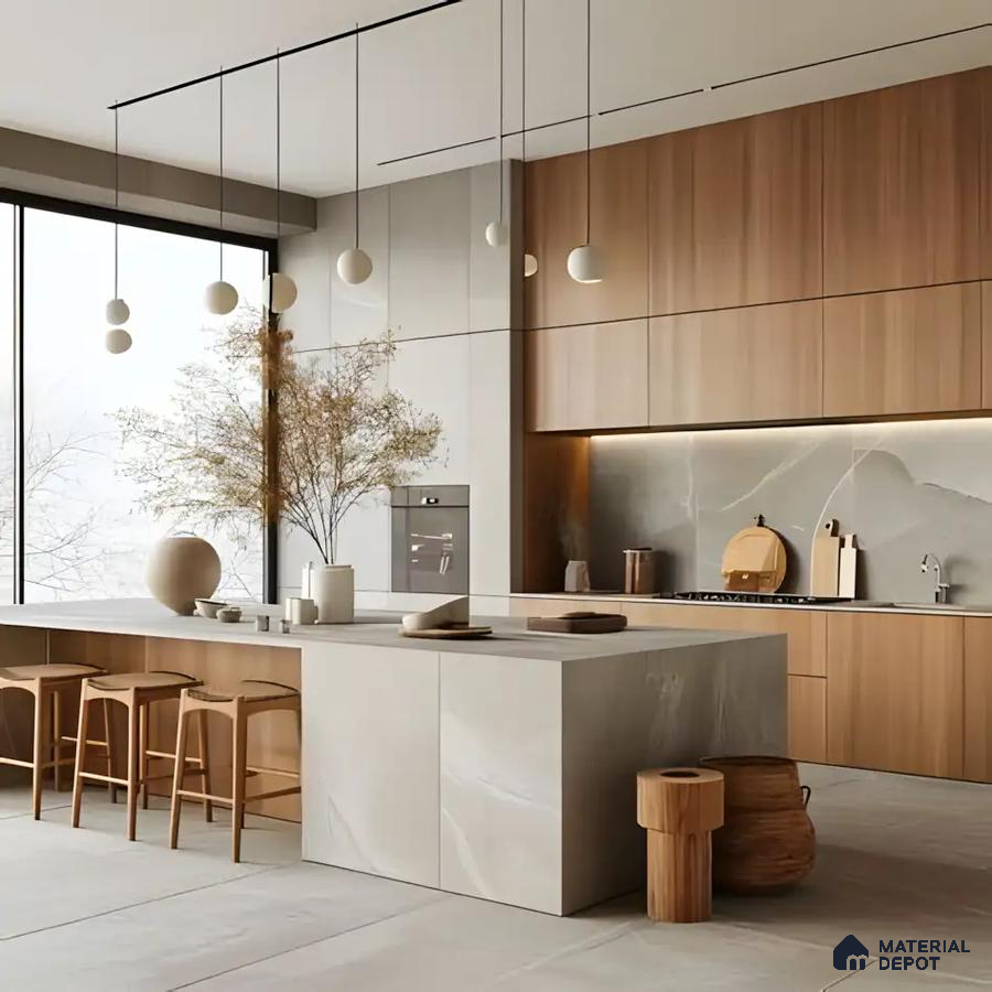Spacious Kitchen With Wooden Cabinets | Material Depot