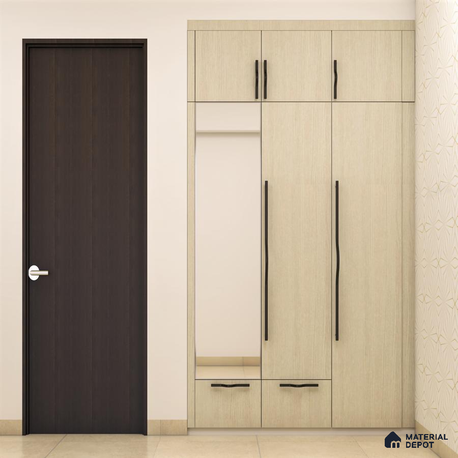 Beige Textured Wooden Wardrobe Elegance