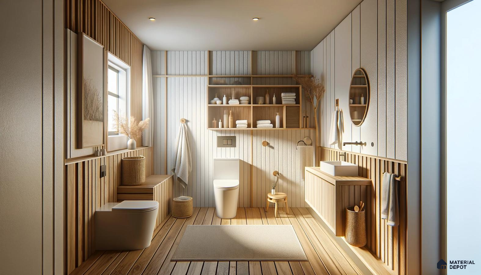 Sunlight Splendor in a Tranquil Bathroom Blending Traditional Cottagecore Aesthetic | Material Depot
