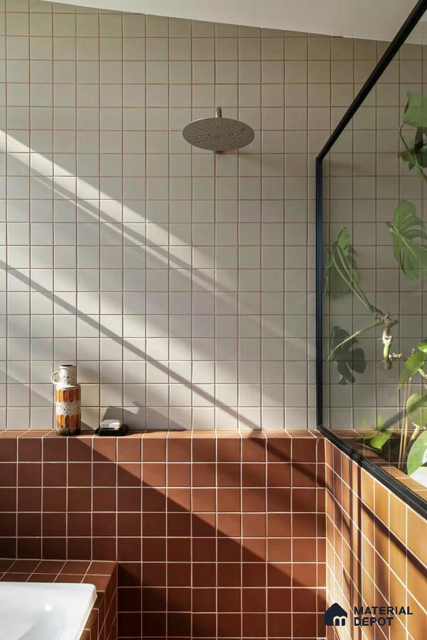 Sunlit Simplicity: Stylish Bathroom with Contrasting Tiles | Material Depot