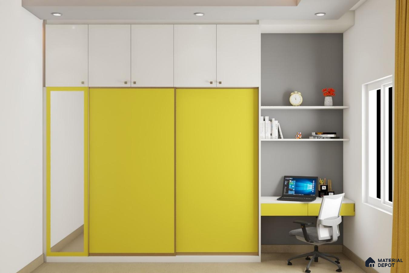 Modern Yellow Sliding Door Wardrobe