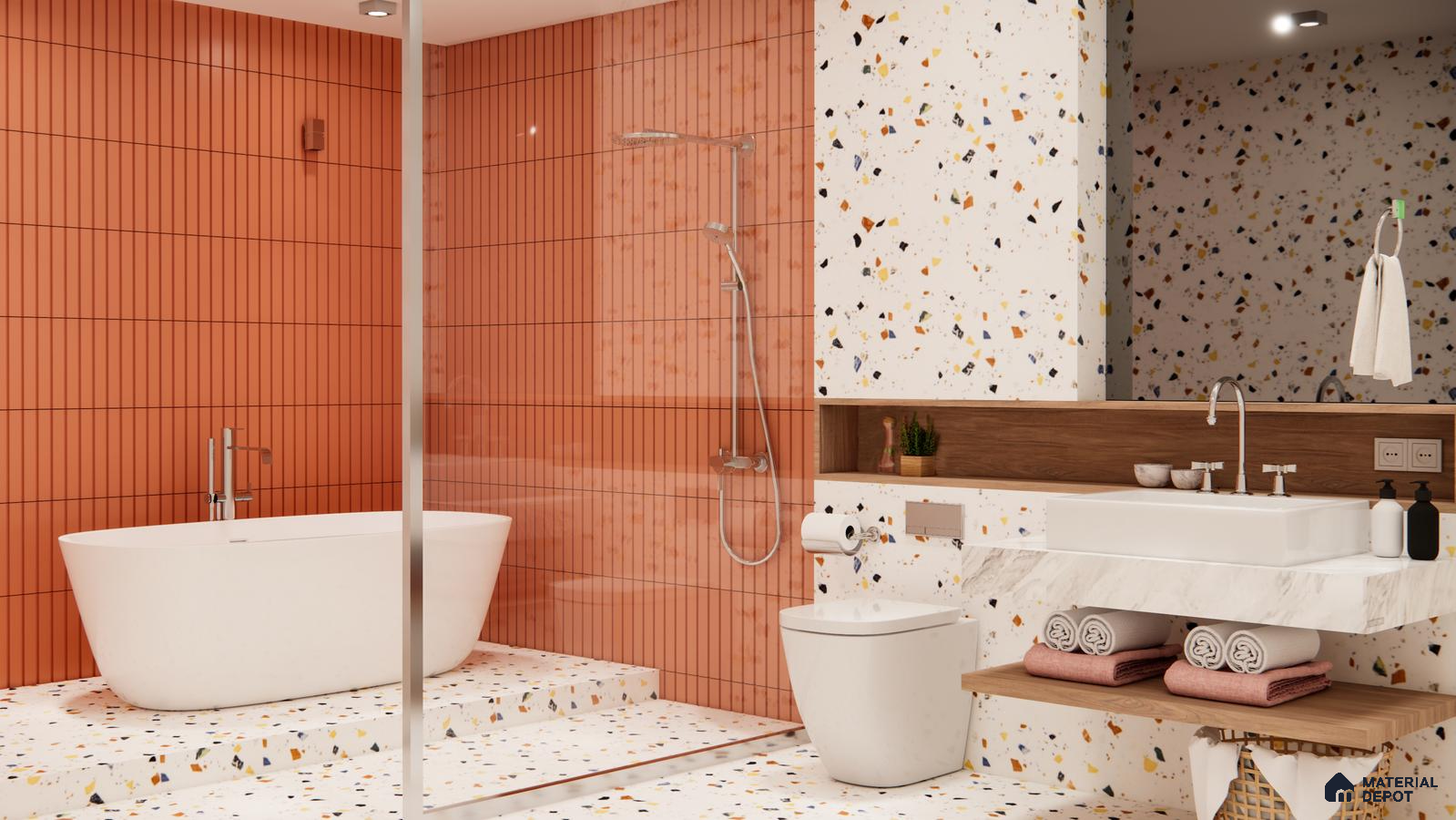 Terracotta & Terrazzo Harmony for a Warm, Joyful Bathroom | Material Depot