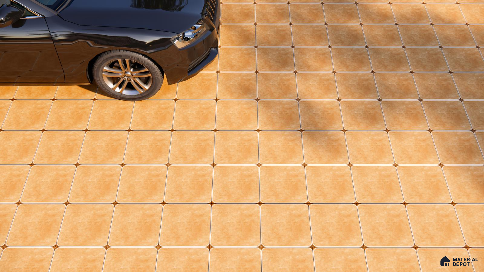 Greek Key Pattern Outdoor Parking Tiles in Beige & White | Material Depot