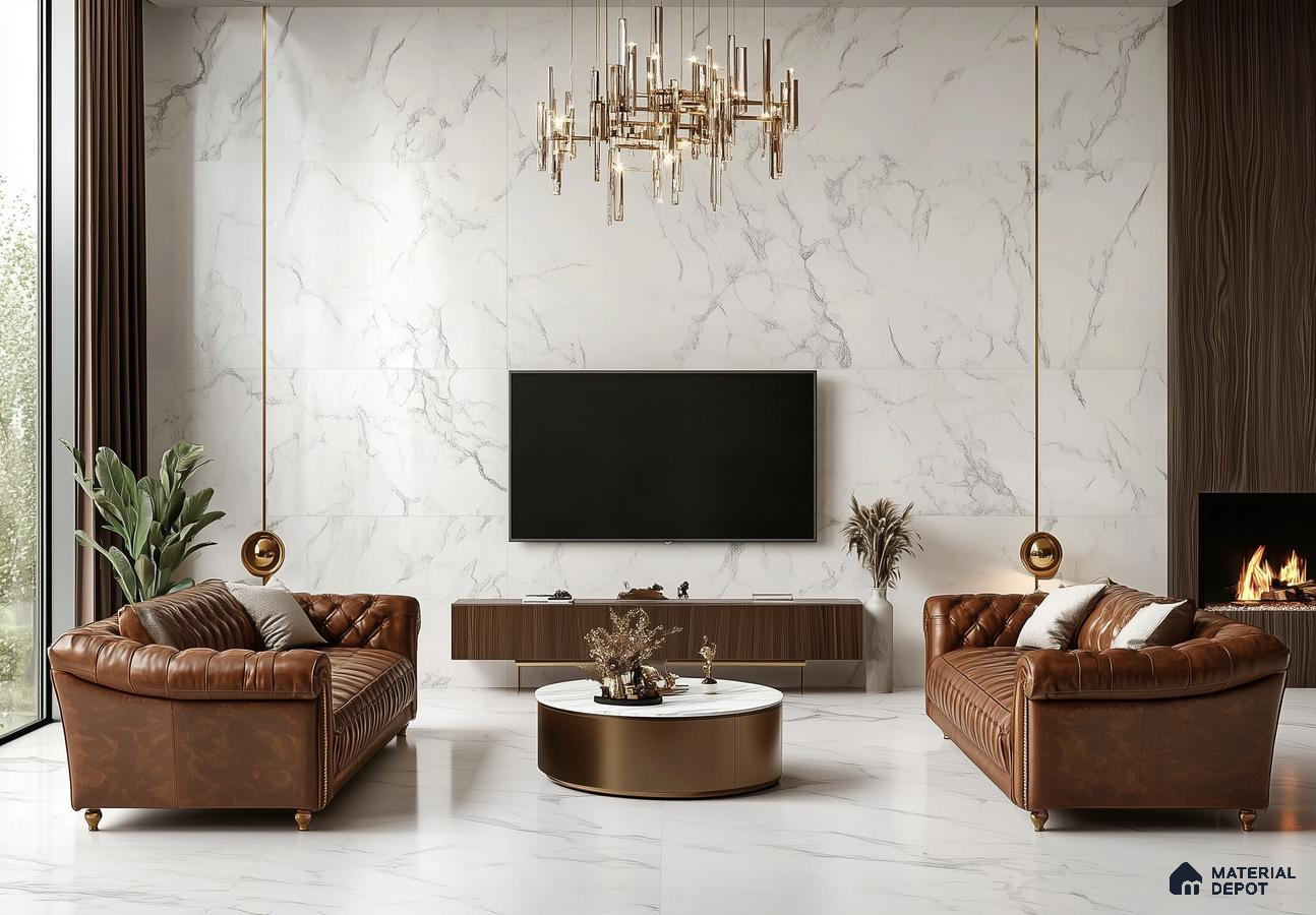 Timeless Elegance: A Classic Living Room with Marble Accents | Material Depot