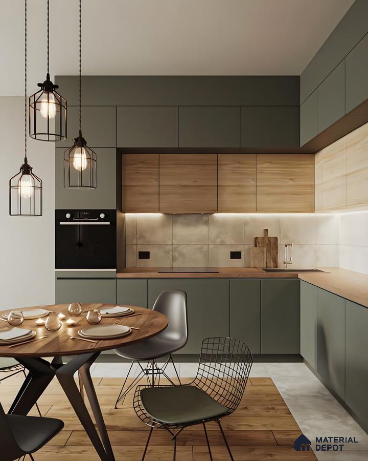 Traditional Kitchen With Light Wood And Matte Gray Finishes | Material Depot