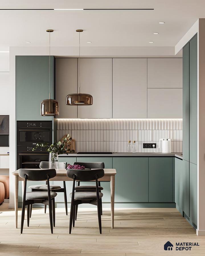 Trendy Kitchen With Lightwood Flooring | Material Depot