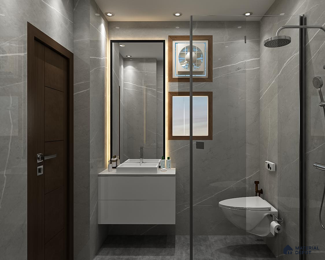 Compact Grey Industrial Bathroom Design
