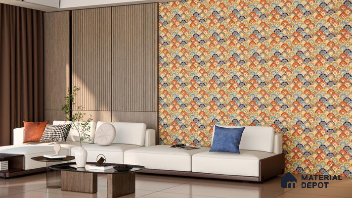 Moroccan Floor & Wall Tile TL 04384 Jaipuri Orange 1 ft x 1 ft Matte Finish Ceramic Tile - 9 mm | Suitable For Kitchen, Bathroom, Dining Area | Please Expect a Slight Variation of Pattern