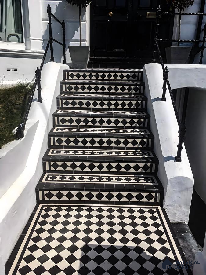 Victorian-Style Entrance with Black and White Tiles | Material Depot