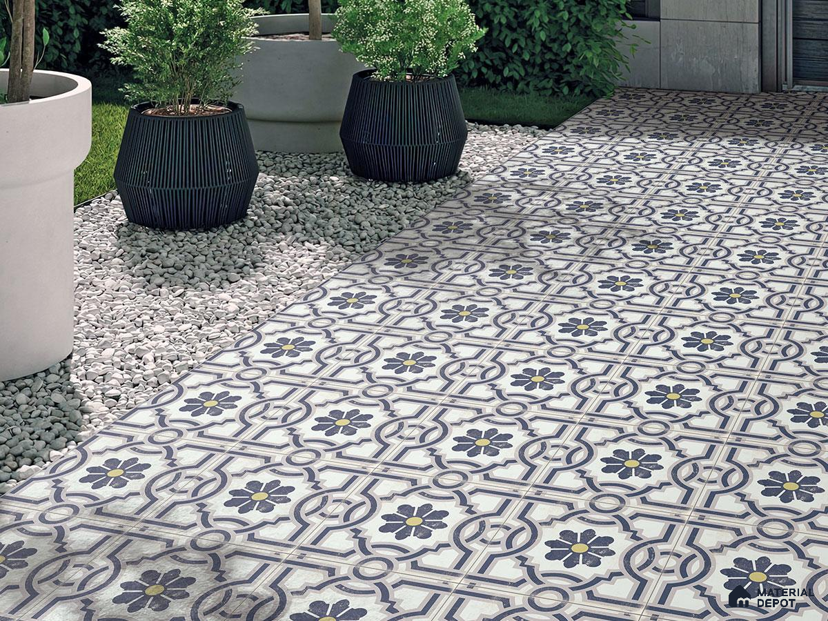 Vintage Floral Patterned Outdoor Tiles for Elegant Landscaping | Material Depot