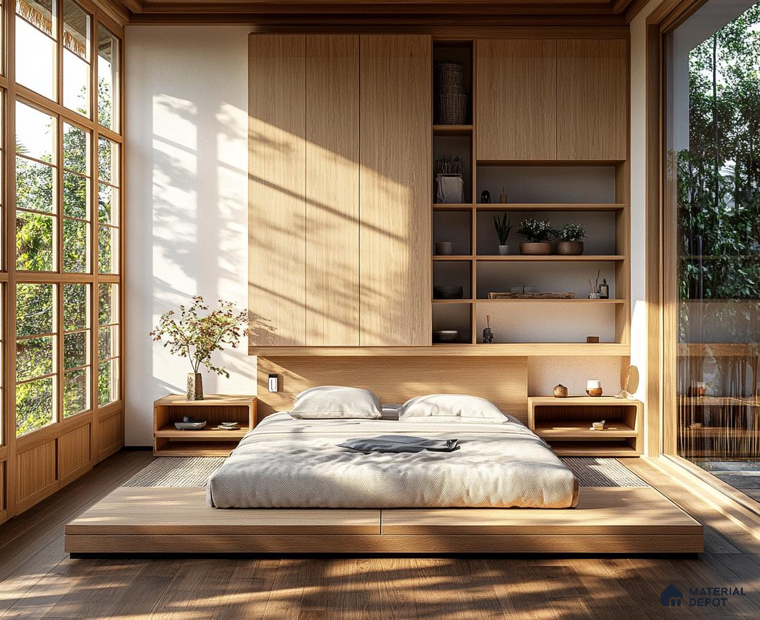 Warm and Minimalist Bedroom Design with Natural Wood Accents and Indoor Plant
Arvind Forest Trails Sarjapur Road | Material Depot