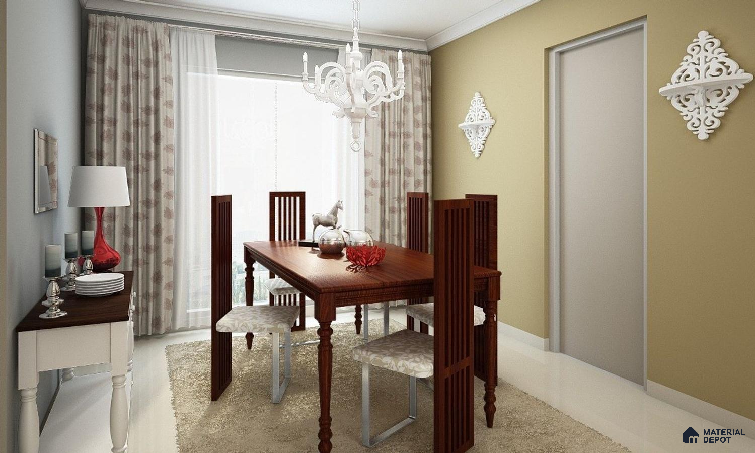 Chic 5-Seater Wooden Dining Set with White Chairs
